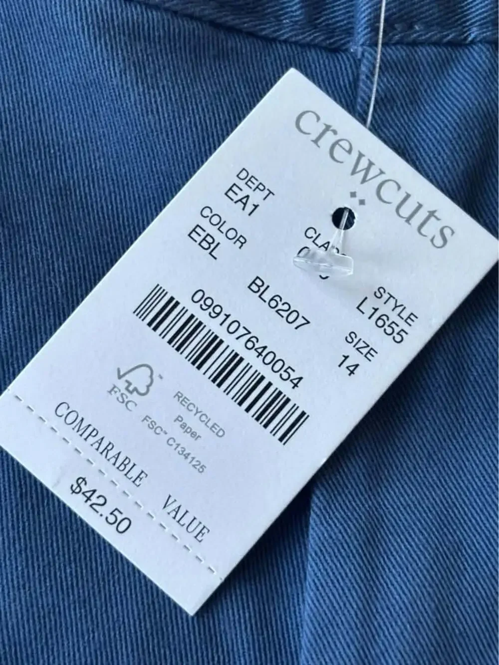 NWT Crewcuts J.Crew Boys Flat Front Chino Shorts Blue Size 14